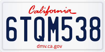 CA license plate 6TQM538