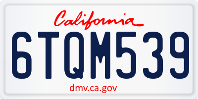 CA license plate 6TQM539