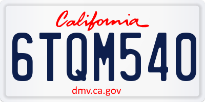 CA license plate 6TQM540