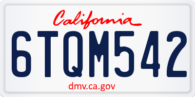 CA license plate 6TQM542