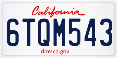 CA license plate 6TQM543