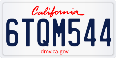 CA license plate 6TQM544