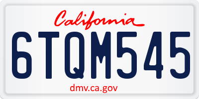 CA license plate 6TQM545