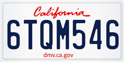 CA license plate 6TQM546