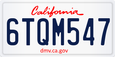 CA license plate 6TQM547