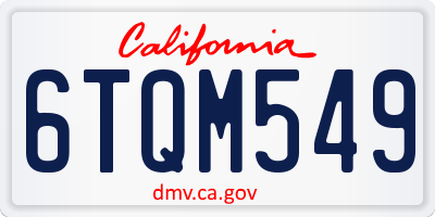 CA license plate 6TQM549