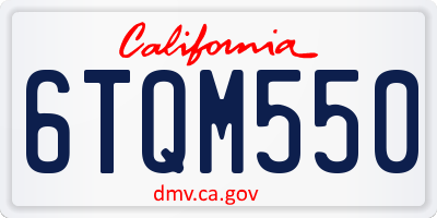 CA license plate 6TQM550