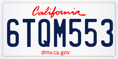 CA license plate 6TQM553