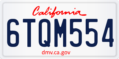 CA license plate 6TQM554