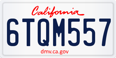 CA license plate 6TQM557