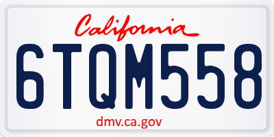 CA license plate 6TQM558