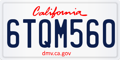 CA license plate 6TQM560