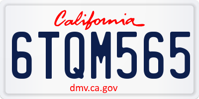 CA license plate 6TQM565