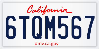 CA license plate 6TQM567