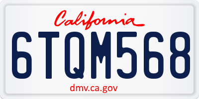 CA license plate 6TQM568