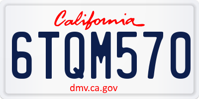 CA license plate 6TQM570