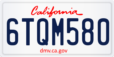 CA license plate 6TQM580