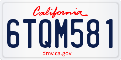 CA license plate 6TQM581