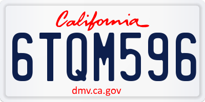 CA license plate 6TQM596