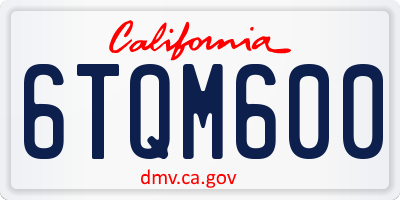 CA license plate 6TQM600