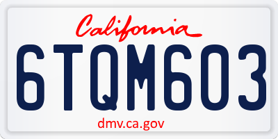 CA license plate 6TQM603