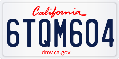 CA license plate 6TQM604