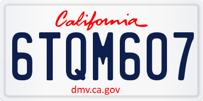 CA license plate 6TQM607