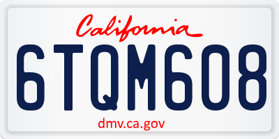 CA license plate 6TQM608