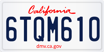 CA license plate 6TQM610