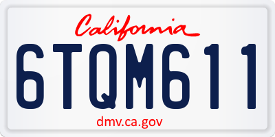 CA license plate 6TQM611