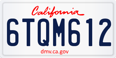 CA license plate 6TQM612