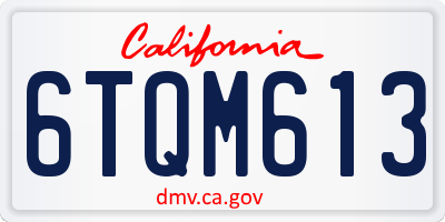 CA license plate 6TQM613