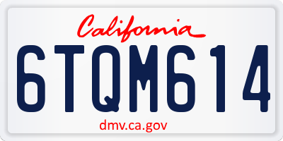 CA license plate 6TQM614