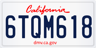 CA license plate 6TQM618