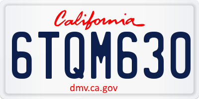 CA license plate 6TQM630