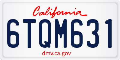 CA license plate 6TQM631