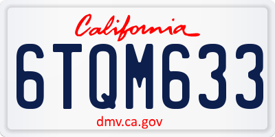 CA license plate 6TQM633