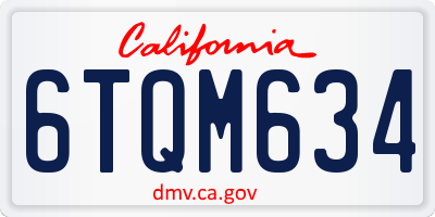 CA license plate 6TQM634