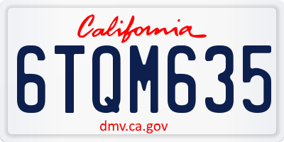 CA license plate 6TQM635