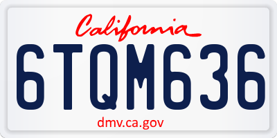 CA license plate 6TQM636