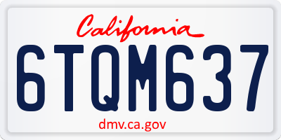 CA license plate 6TQM637