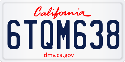 CA license plate 6TQM638