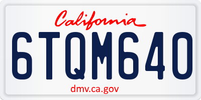 CA license plate 6TQM640