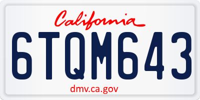 CA license plate 6TQM643