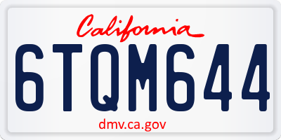 CA license plate 6TQM644