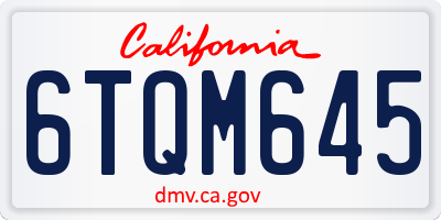 CA license plate 6TQM645