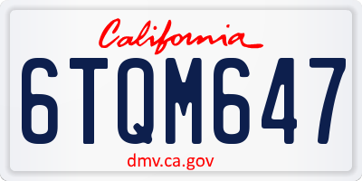 CA license plate 6TQM647