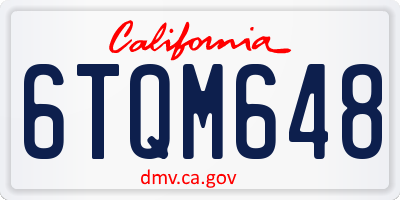 CA license plate 6TQM648