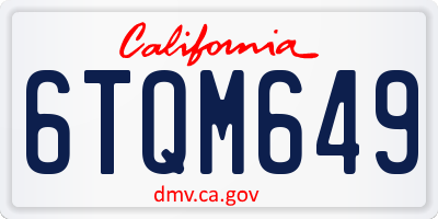 CA license plate 6TQM649