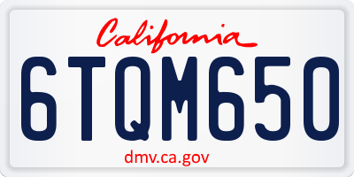 CA license plate 6TQM650